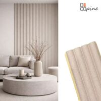 Panneaux décoratifs à lames demi-cylindriques – Composite fibres de bambou – Gris – 140 cm (Lot de 12)