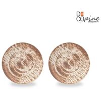 Lot de 2 Assiettes Artisanales Fait Main Effet Bois Blanc – Ø16 cm x H1,5 cm