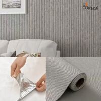 Papier Peint Auto-Adhésif Effet Travertin Gris Clair – Texture Pierre Relief Vertical – Imperméable – 60 × 280 cm
