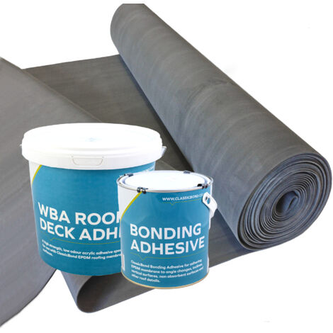 ClassicBond EPDM Rubber Roofing Kit for Flat Roofs - 1.2mm Membrane with Adhesives 1m x 1m