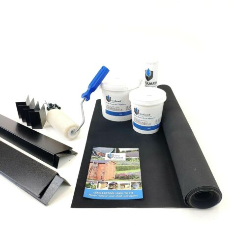 SkyGuard Rubber Roof Kit For Garden Rooms & Outbuildings, EPDM Membrane, Trims & Adhesives (5m x 5m)
