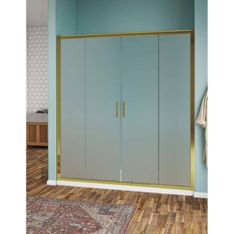 Nicchia scorrevole 2 fissi e 2 scorrevoli in vetro temperato opaco 6mm oro H190 - 150 cm
