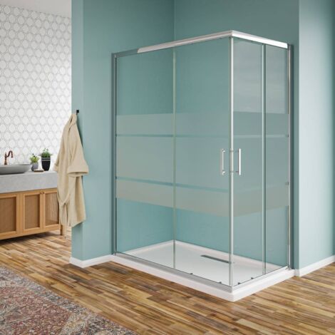 Box doccia angolare scorrevole cristallo serigrafato 6 mm H190 – Finitura cromo - 80x120 (1/5)