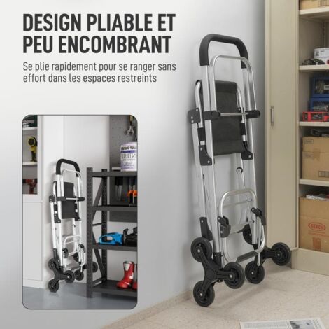 Chariot De Courses HOMCOM Noir - Dimensions 45.5x35.5x97 Cm - Neuf