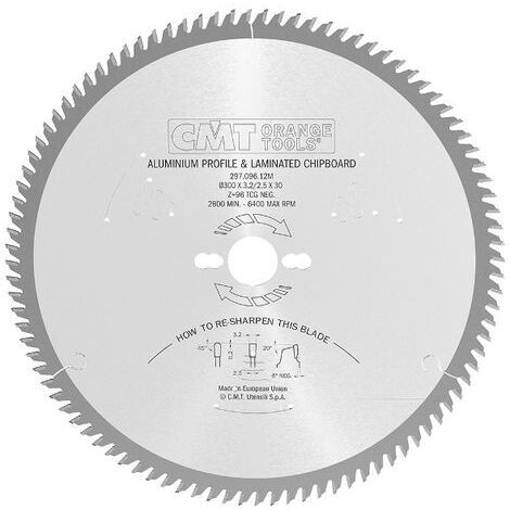 296.120.36H SIERRA CIRCULAR PARA MATERIALES NO FERROSOS HW 120X1.8/1.2X20 Z36 TCG -6° NEG.