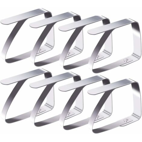 Tischdeckenklammern, Set mit 8 rutschfesten Tischdeckenklammern aus Edelstahl, 5 x 4,3 cm, Fontainebleau Silber (1/5)
