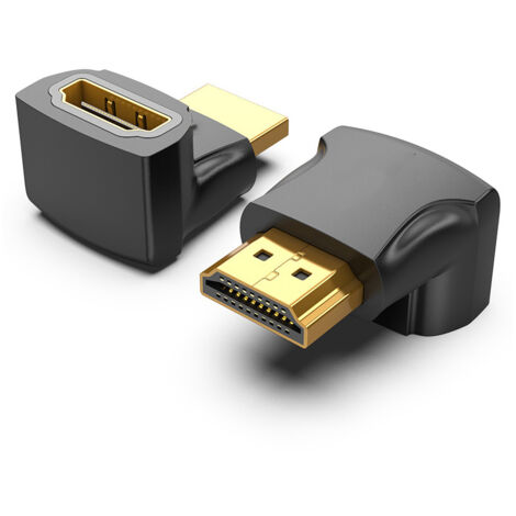 HDMI 90° HDMI Winkeladapter 2 Stück im Set – HDMI Typ A Buchse und Stecker – 4K Ultra HD UHD 3D Full HD 1080p HDR Arc Highspeed mit Ethernet (1/5)