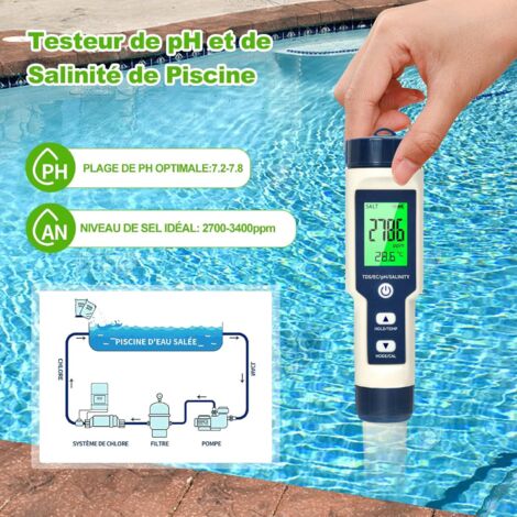 Produktbild von Shiptree 5-in-1 PH-Messgerät – ±0,01 Präzision, PH/TDS/EC/Salzgehalt/Temperatur, Mit Blauem LCD & ATC, Für Aquarium & Pool