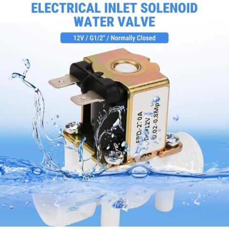 Ej.Life Elektrisches Magnetventil, 12V G1/2" Kunststoff-Wasser