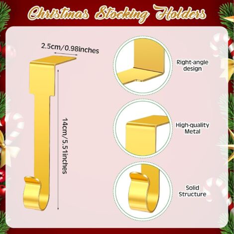 Weihnachts-Strumpfhalter-Set – 4 Metallhaken Mit Rentier, Weihnachtsmann & Schneemann, Für Kaminsims & Deko
