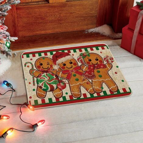 Weihnachts-Fußmatte – 60x40 Cm, Rutschfeste Willkommensmatte Mit Lebkuchenhaus Design