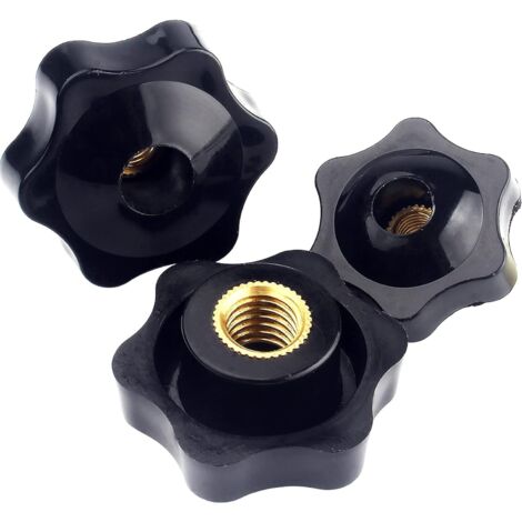 Set di 12 dadi a stella in plastica nera, filettatura interna M8, viti