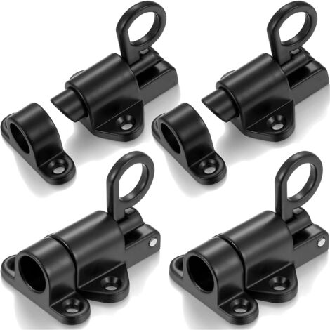 Set Di 2 Serrature A Molla Per Anta O Finestra, Bulloni In Plastica E Metallo Marrone/Argento, Foro Di Montaggio 3 Mm