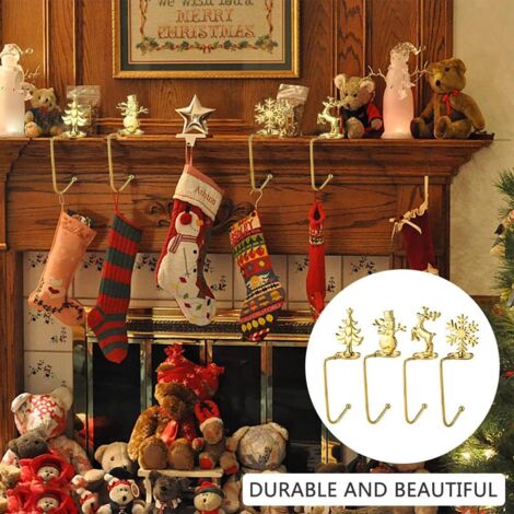 Set di 4 supporti per calze natalizie in metallo per caminetto, ganci natalizi antiscivolo per decorazioni da appendere per feste di Natale | Leroy Merlin