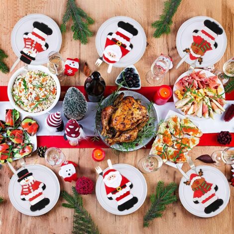 6 Coprisedie Natalizie Con Pupazzo Di Neve, Babbo Natale E Renna - Fodere Morbide Per Sedie Da Pranzo, Decorazione Casa Fai Da Te, 46x52 Cm - 3