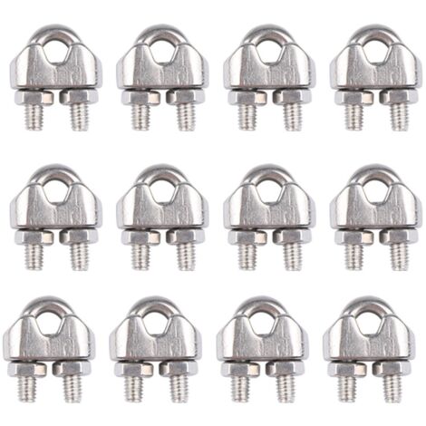 Abrazadera de cable de acero inoxidable galvanizado de 12 piezas de 4 mm, abrazadera de cable de alambre, clips de cable de metal en forma de arco, abrazadera de acero inoxidable en forma de arco, abr