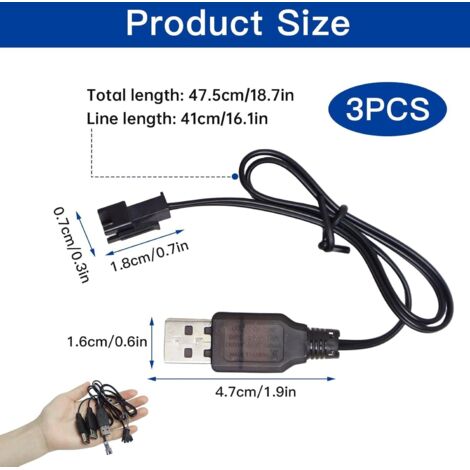 Kit 2 Cavi Di Ricarica USB – 3.7V Con Spina SM-2P, Caricabatterie Per Drone E Giocattoli RC, Protezione Da Sovraccarico