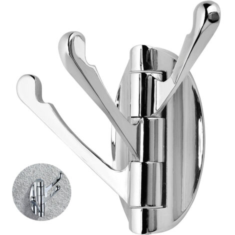 Perchero de pared giratorio de acero inoxidable con 3 brazos plegables, perchero para colgar, abrigos o toallas con rotación de 180° (plateado) (1/5)