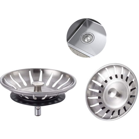 tapones para fregadero de cocina de acero inoxidable, colador de fregadero universal (diámetro: 78 mm), drenaje de fregadero con 18 ranuras, rejilla de fregadero antiobstrucciones, cesta de fregadero (1/5)