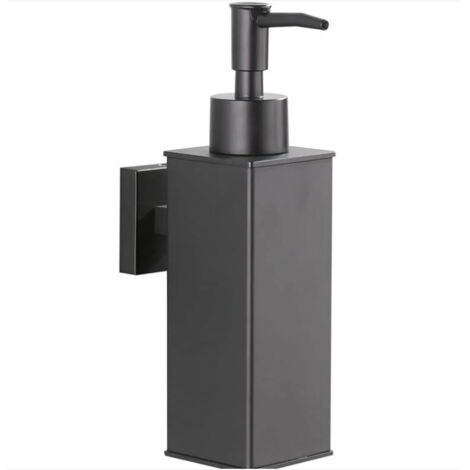 Dispensador de jabón de pared de acero inoxidable 304, color negro mate, para uso diario (1/4)