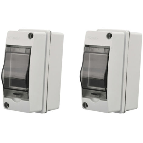 CSPARKV - Caja eléctrica impermeable para exteriores IP65, paquete de 2, 2 módulos, superficie de plástico ABS, caja de protección eléctrica impermeable para exteriores, gabinete de control, caja de c (1/4)