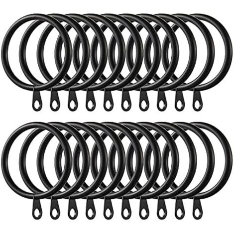 CSPARKV 60 piezas de anillos para cortinas, anillos de metal para colgar cortinas y varillas, diámetro interior de 35 mm (negro) (1/5)