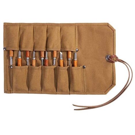 CSPARKV - Bolsa enrollable de lona encerada con 10 bolsillos para herramientas manuales, destornilladores y llaves inglesas (1/4)