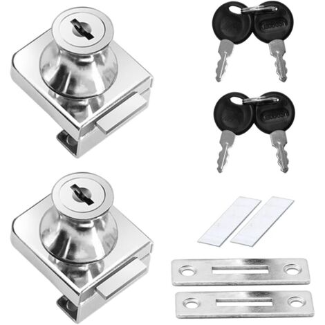CSPARKV - Cerradura para puerta de vidrio de aleación de zinc (2 unidades), antioxidante, para puertas de vidrio de 5-12 mm, sin perforaciones (1/4)