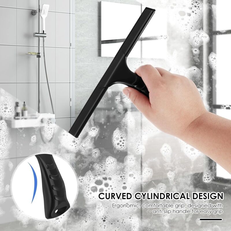 Raclette De Douche Dorée En Acier Inoxydable – Essuie-Glace Silicone 25,4 Cm Anti-Traces Avec Crochets Pour Salle De Bain, Vitres, Miroirs Et Voiture