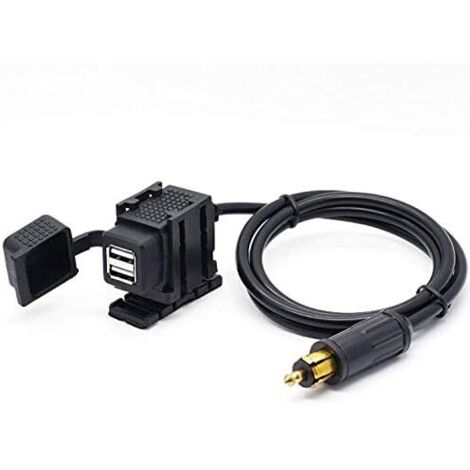 DIN Hella Adaptateur d'alimentation de prise de chargeur USB double moto 2.1A avec câble de 1.8m pour téléphone / iPhone / GPS SatNav (1/4)