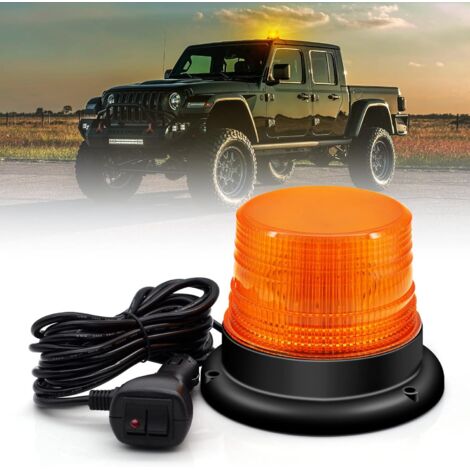 60 LED Strobe Light, 12V/24V LED LED Avertissement Flash Gyrophare Ambre Avertissement Sécurité Clignotant D'urgence Gyrophare avec Magnétique pour Véhicule Camion Tracteur Chariots De Golf UTV Voitur