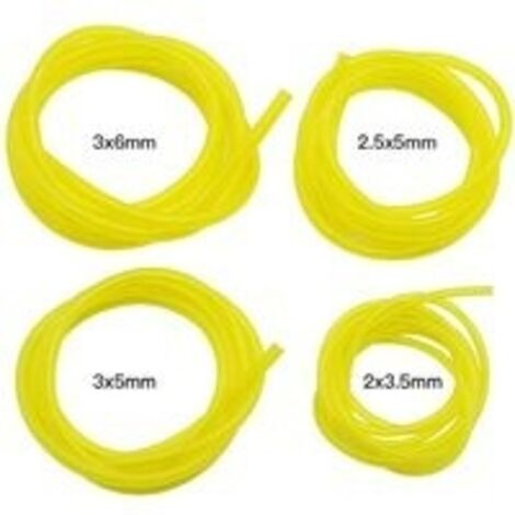 Lot de 4 tuyaux à essence, longueur 1,5 m universel tuyau de carburant outil de jardin pour souffleur tondeuse tronçonneuse tondeuse à gazon accessoires, jaune clair (1/5)