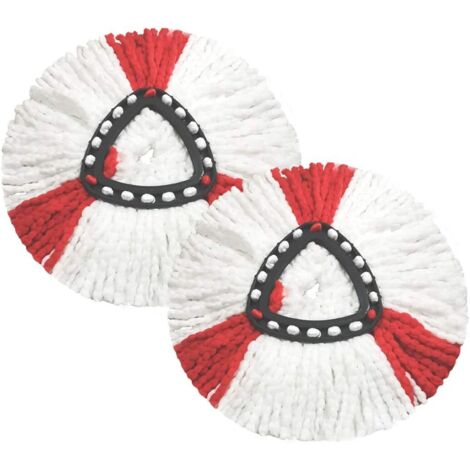 Lot de 2 têtes de vadrouille compatibles avec la tête de rechange Vileda 2 en 1 Turbo Mop, microfibre, rouge, blanc.