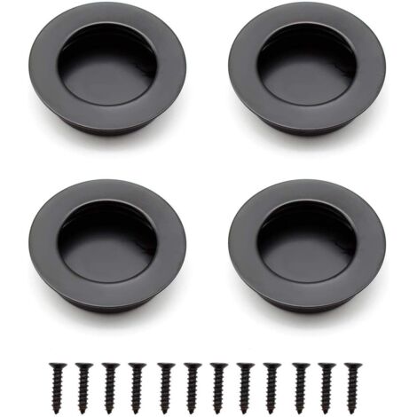 4 Pièces Poignées Rondes Encastrées, 40 mm Poignee de Portes Coulissantes en Acier Inoxydable, Poignées Noir de Meuble peut être Utilisé pour Les Tiroirs, Armoires, Meubles sur Mesure