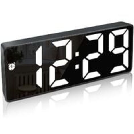 Réveil Numérique,Grand écran LED,Horloge de Surface Miroir avec Fonction Snooze et Connexion de Charge USB Réglable en Luminosité Réveil pour Chambre,Bureaux