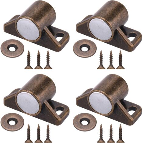 4 Pièces Loquets de Porte Magnétiques Aimants de Porte d'Armoire avec Vis en Acier Inoxydable pour Ferme Armoire de Cuisine Fermeture de Porte Coulissante (Bronze)