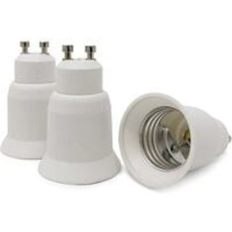 Lot de 3 adaptateurs de culot de lampe - Blanc - Culot GU10 vers E27 - Adaptateur de douille pour ampoule LED halogène à faible consommation d'énergie