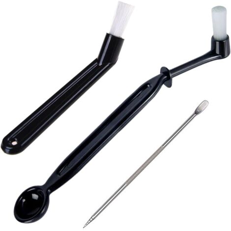 Lot de 3 accessoires pour machine à expresso - Brosses de nettoyage noires et pinceau pour décoration sur café