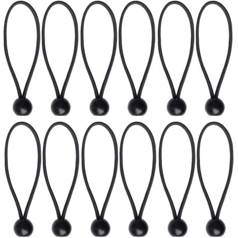 12 Pcs Black Tarpaulin Bungees Balls Tarp Bungee Cord for Banner, Tarpaulins, Pavilions, Tents, Tent Bungee Hooks, Tarpaulin Holder, Flag Poles