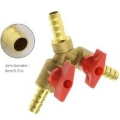 Raccord En Y Laiton 3 Voies 3/8" (10mm) Avec Vanne D'arrêt - Pour Gaz Ou Eau
