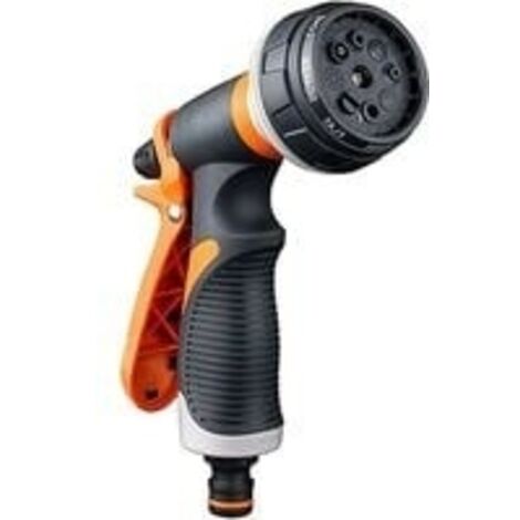Pistolet d'arrosage, 8 Modes d'arrosage Multifonctionnel Pulvérisateur de Jardin, Comfort Plastique Pistolet, Lave-Auto idéal, Arrosage pelouse et Jardin, Gris/Orange