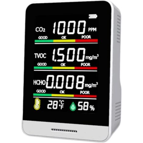 Détecteur de CO2, outil de détection d'humidité de la température, bureau intelligent, intérieur, extérieur, haute précision, détection rapide, outil de détection polyvalent