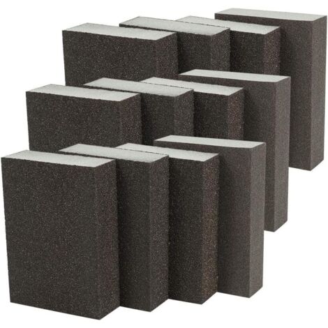 Éponge de ponçage (12 pièces) : Assortiment de 4 spécifications (grossier, moyen, fin, superfin), lavable, blocs de ponçage et kit réutilisable (1/5)