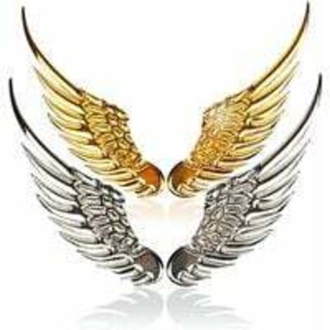 Autocollants de Voiture, 2 Pcs Métal 3D Ailes de Voiture Ailes d'Ange Autocollants de Logo de Voiture Universel, 12.5 × 3.5cm