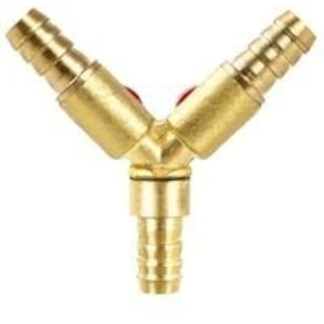 Y Connecteur de tuyau 3 voies séparateur, alliage de laiton et de zinc, 10 mm valve à bille pour eau, huile et gaz pour arrosage de jardin(1 pièce)