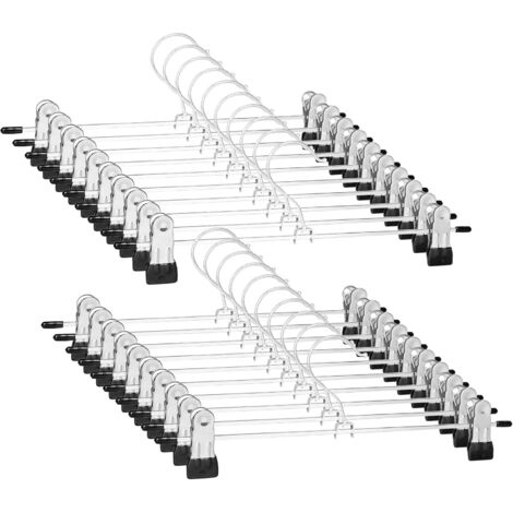 Lot De 10 Cintres à Pinces Métalliques - Longueur 30 Cm, Acier Inoxydable, Pinces Réglables