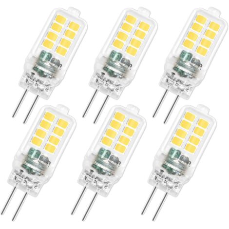 Ampoule LED G4 12V 3W, Non Dimmable, 16SMD 300LM Blanc Froid 6000K, Équivalent 25W G4 Ampoule Halogène, Ampoule G4 LED pour Lustre, Éclairage Paysager, Lumière d'armoire, Chambre, Lot de 6