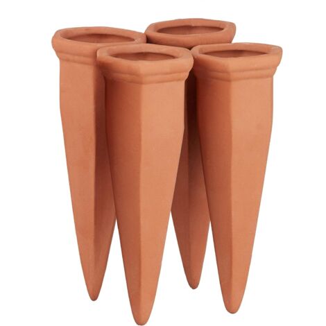Cône en Argile d’arrosage, Lot de 4 Accessoire d’arrosage, Bouteilles d’1L en Plastique ou vin, Terre Cuite (1/5)