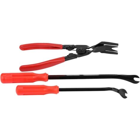 Kit 3 Pinces Dépose Garniture Auto - Pour Retirer Clips, Panneaux Porte, Tableau De Bord | Nez Large, Poignée Isolée