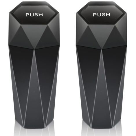 Paquet de 2 mini poubelles de voiture portables avec couvercle, étanche, grande capacité de 550 ml, adaptée à la voiture, à la maison et au bureau (noir) (1/5)